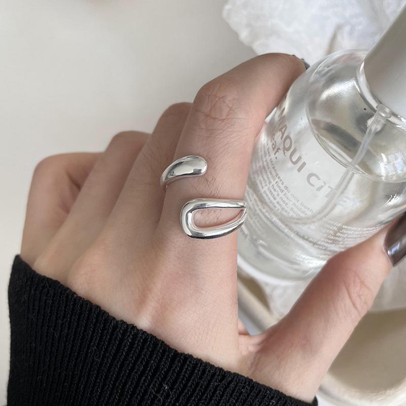 Серебряное кольцо 925 пробы, корейское, геометрический витой плетеный открытый дизайн, женская мода, индивидуальность, простой тренд, ретро, крутые украшения