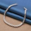 ALIZERO 925 Sterling Silver 2pcs Bracelet 4MM Box Chain Set for Woman Man Fashion Wedding Engagement Party Jewelry