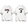 New Summer Short-sleeved 76ers Iverson No. 3 Training Wear Men's Sports Pure Cotton T-shirt Men's Teet Oversized Loose TopS