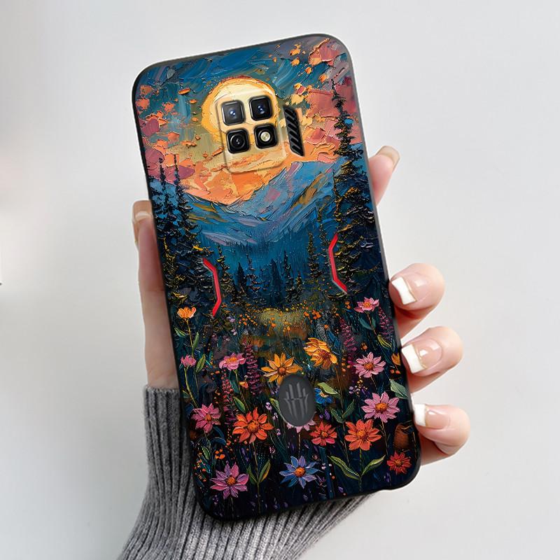 For Nubia Red Magic 7 Pro Case NX709J Back Cover Cute Heart Rabbit Black Soft TPU Phone Case For Red Magic 7S Pro NX709S Shell