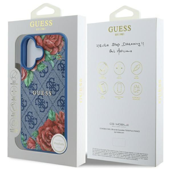 Guess Guhmp16Sp4Ropemcb Iphone 16 6.1   Niebieski/Blue Hardcase 4G Flowers Print Magsafe