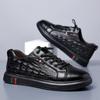 Men's Casual Board Shoes New Leather Trend Breathable Board Shoes Crocodile Pattern Beanie Shoes Men's Lazy Leather Shoes
