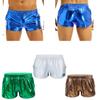 Men's Shiny Metallic Low Rise Elastic Waistban Trunks Boxer Shorts Lounge Short Pants Beachwear