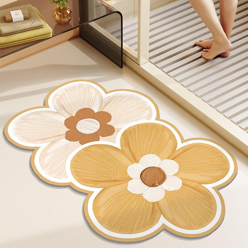 Nordic Simple Flowers Абсорбирующий Быстросохнущий Коврик для ванной комнаты Туалет Специальная форма Негрязный Износостойкий Ковер из диатомита