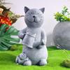 Solar Garden Statue Cat Figurine Decorative Sculpture for Yard Porch Outside