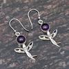 Натуральный аметист драгоценный камень 925 стерлингового серебра Fly Angle Drop Dangle Earrings для женщин и девочек