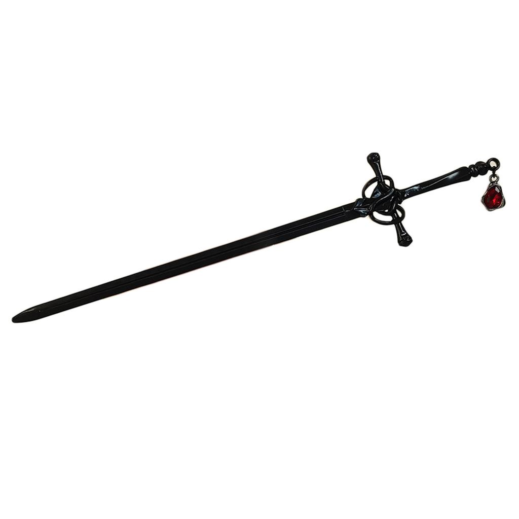 Красивый панк-рубиновый кулон-меч, шпилька для волос, головной убор, палочка для волос с кисточками, аксессуары для волос для маскарадов