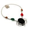 Black Spinel Green Onyx Gemstone 925 Silver Plated Jewelry Necklace 18"