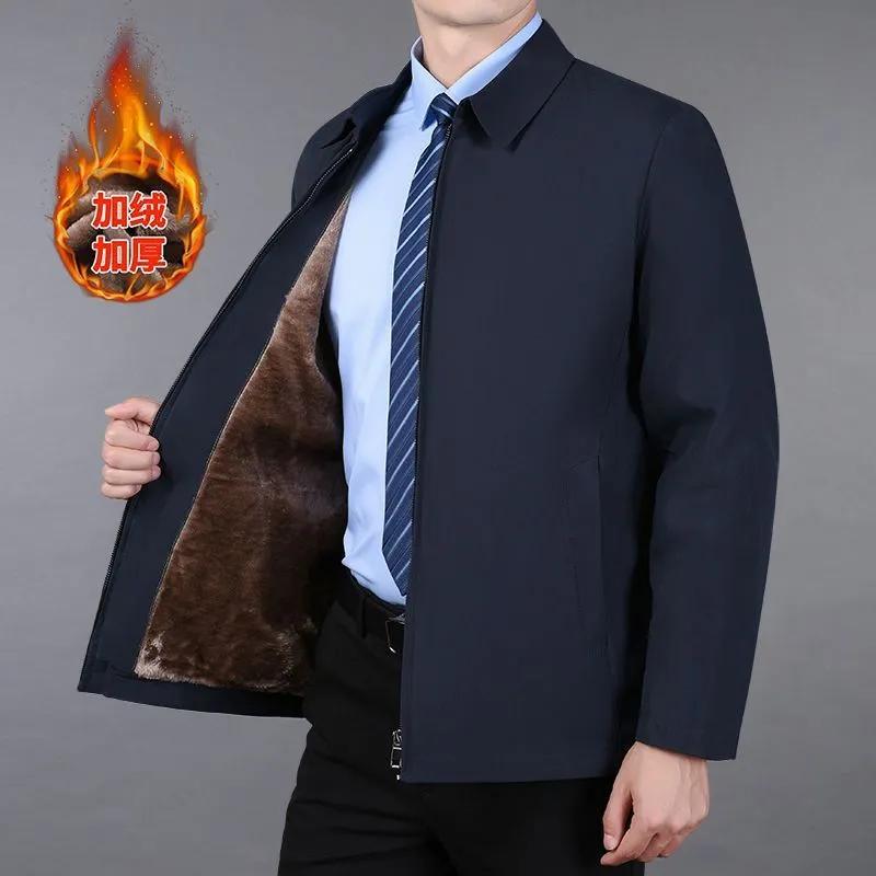 New Winter Jacket Men's Middle-aged Elderly Fleece Thickened Jacket Top