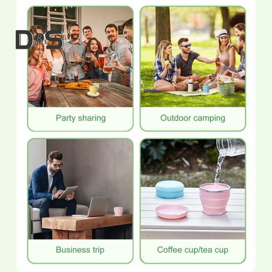 Силиконовая складная кружка для воды со шнурком 180 мл, многоразовая портативная кружка для питья с широким горлом, легкая складная емкость для питья для путешествий на открытом воздухе