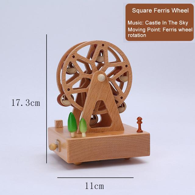 D2 Carousel Musical Box Wooden Music Box Wood Crafts Retro Birthday Gift Vintage Home Decoration Valentine's Day Gift Girlfriend