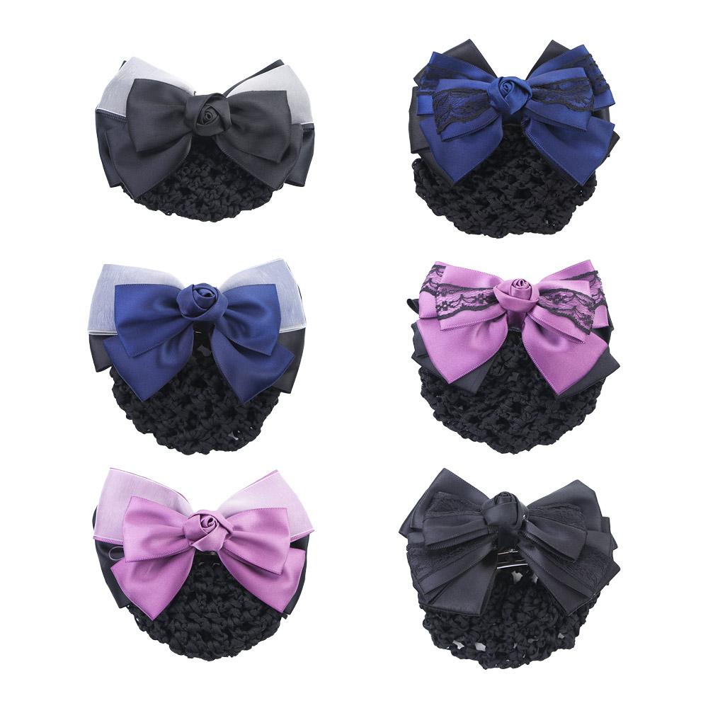Women Ladies Rose Ladies Barrette Headwear Hair Clip Snood Bow Hair Net Hairgrips