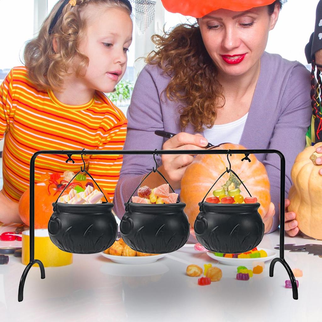 Black Cauldron Witch Bucket 3Pcs/set Holiday Candy Bucket Set Halloween Candy Servers for Decoration or Candy Storage