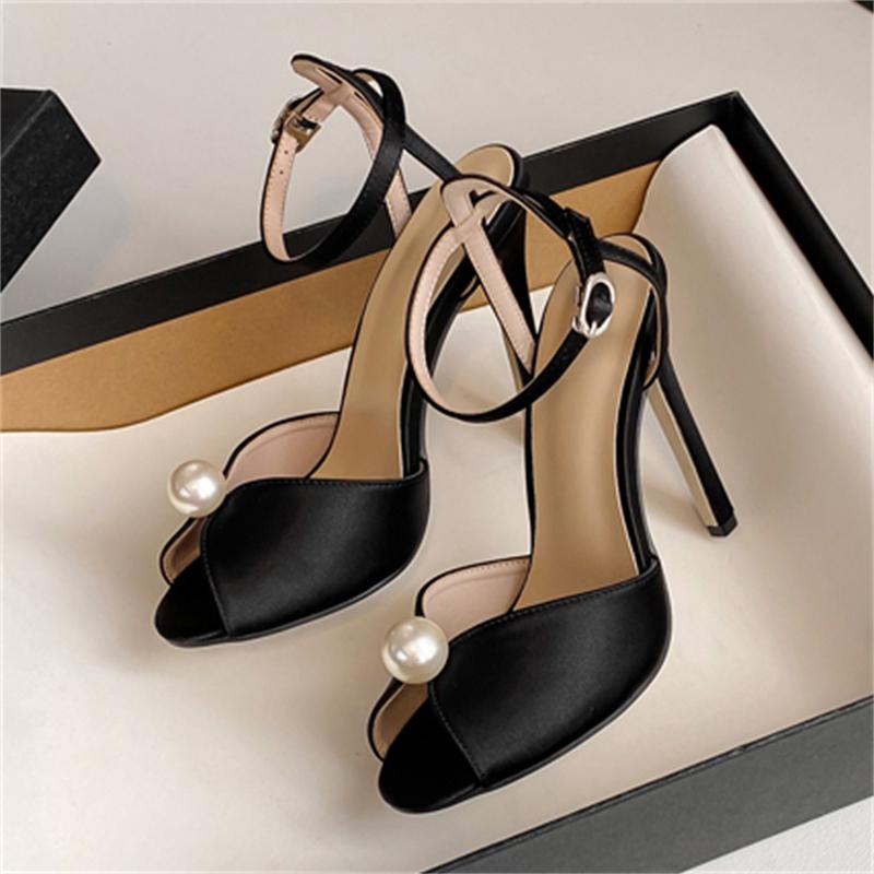 Fashion Eilyken Fashion String Bead Peep Toe Woman Sandals Ankle Buckle Strap Sexy Stiletto Heels Party Pumps Shoes Zapatos Mujer