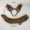 Foxes Cosplay Set Foxes Tail with Foxes Ears Headwear Set Plush Wolf Ears Headband Hair Accessories for Party