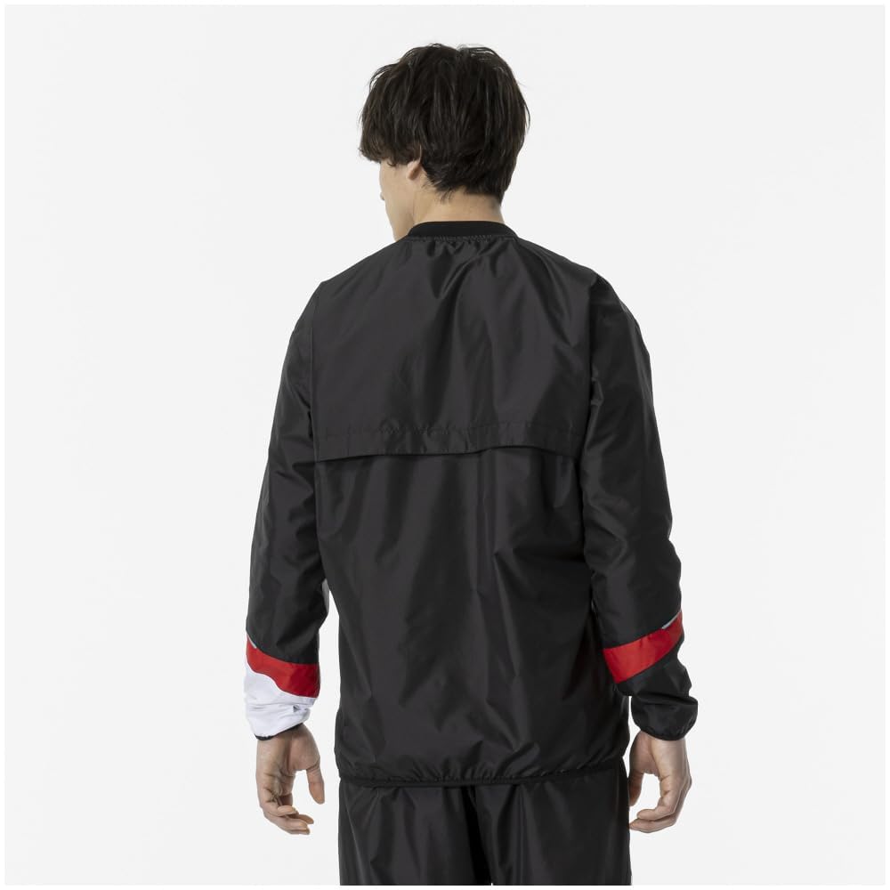 Tennis Wear Windbreaker Shirt Water Repellent Standard Silhouette Mesh Lining 62MEA504 Black X Red L [Mizuno]