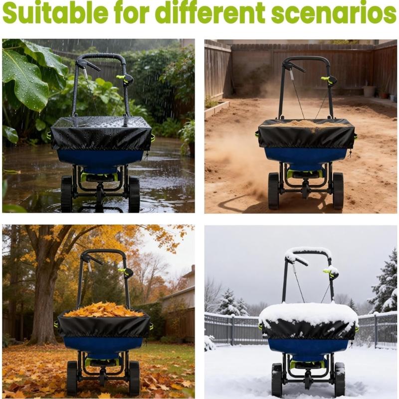 Waterproof Spreader Cover 210D/420D/600D Oxford Fabric For 85-100Lb Fertilization Salt Spreader With Reflective Handle