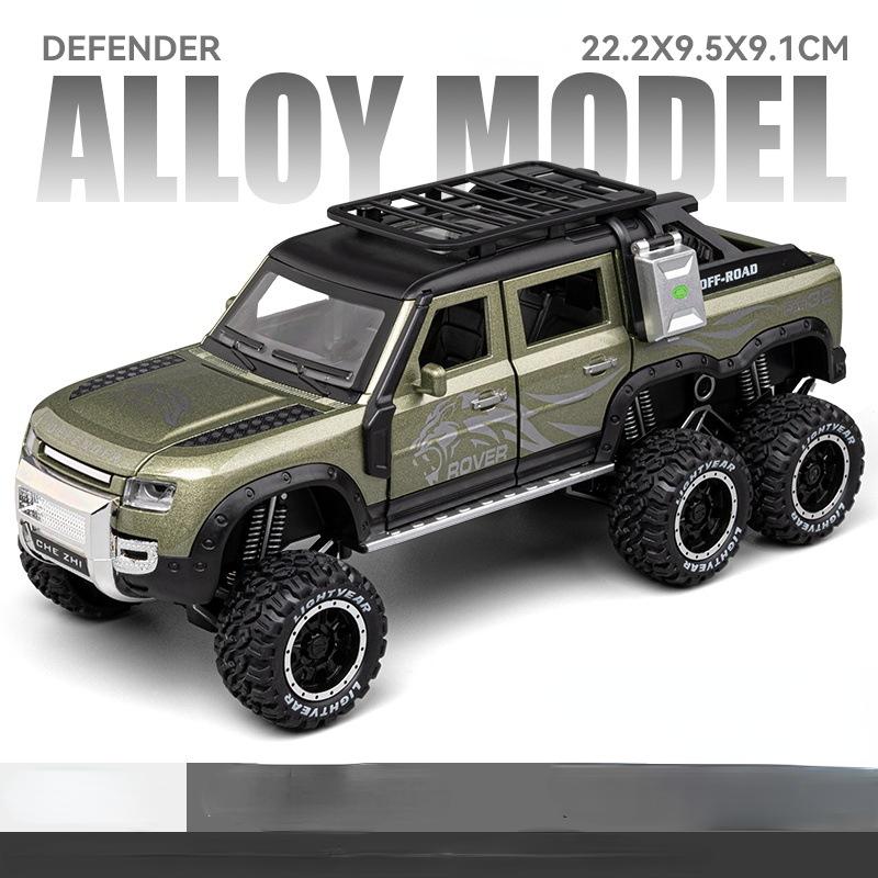 1:24 Защитник 6x6 Высокодетализированная литая модель автомобиля Металлический сплав Модель автомобиля Детские игрушки Коллекция Подарки C334
