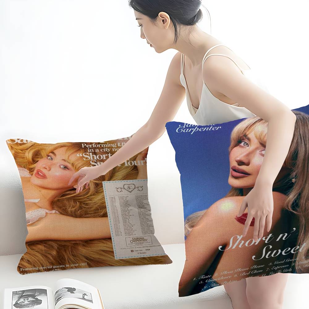 S-Sabrina C-Carpenter Office Cushion Pillowcase Car Cushion Cover45X45Cm Lumbar Pillowcase Sofa Pillowcover