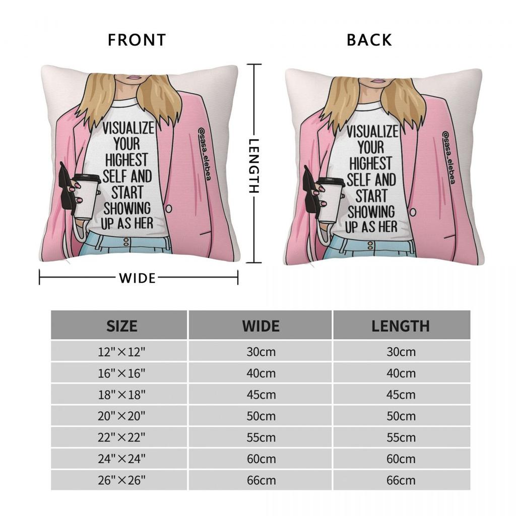 Start Showing Up As Her Square Pillowcase Polyester Linen Velvet Pattern Zip Decor Throw Pillow Case Home Cushion Cover