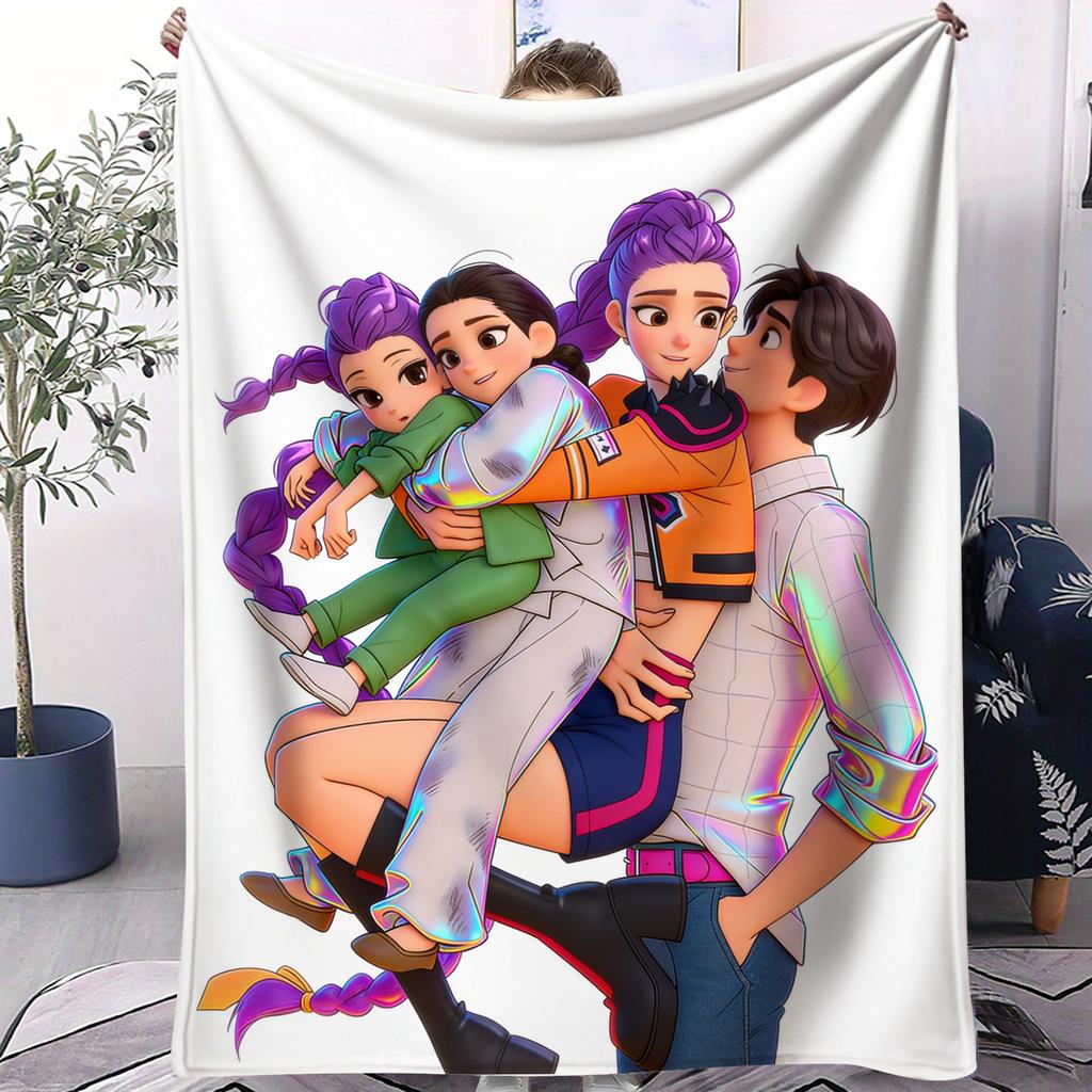 KPop Demon Hunters Printed Blanket Girls Boys Plush Throw Blanket Sofa Blankets Warm Birthday Gifts For Girls Huntrix Blankets