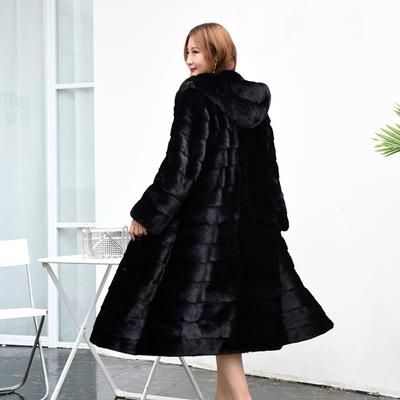 Новая куртка из искусственного норкового меха, тонкая утягивающая меховая шуба из цельного норки, женская одежда, длинная теплая толстовка с капюшоном