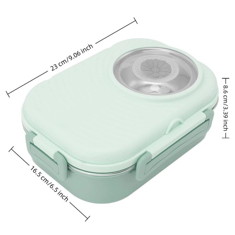 1450ml Lunch Storage Container 3 Compartment Thermal Lunch Box Double Layer Container For Travel