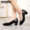 Formal Wear Comfortable Leather Shoes Mid-heel Working Shallow Mouth Professional Single Shoes Women's Work Shoes Soft Sole Fashionable Non-slip Shoes