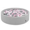 Soft Ball Pit Round 120x30cm/300 Balls Balls 7cm / 2.75in for Kids, Light Grey:white-grey-powderpink