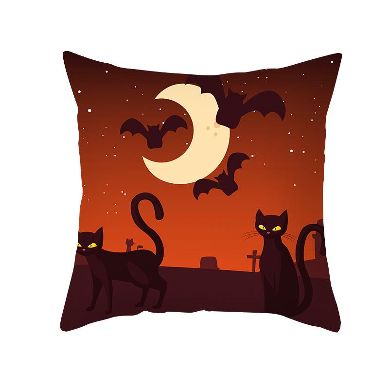 Halloween Cartoon Skull Spider Demon Bat Decorative Pattern Pillow Case Bedroom Living Room Sofa Cinema Garden Throw Pillow Case