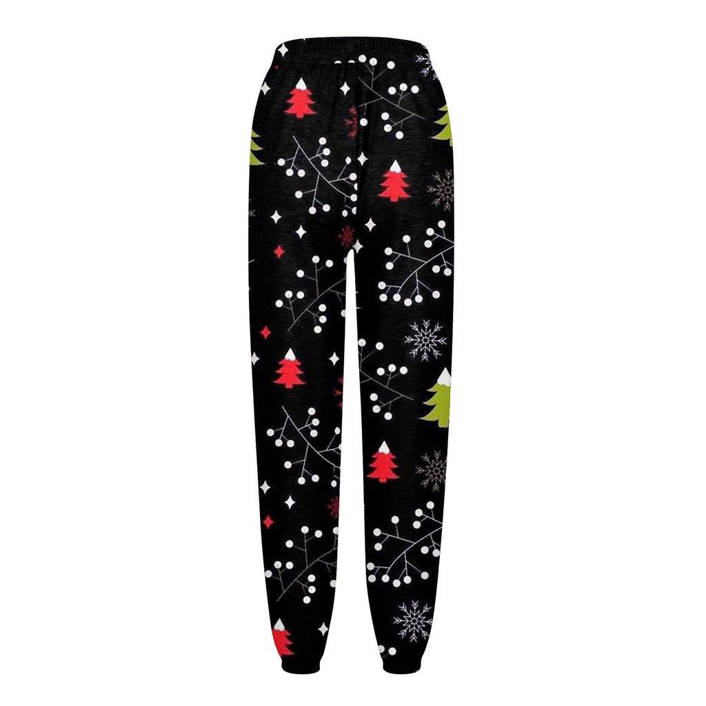 Women's Casual Fashion Christmas Printed Casual Sweatpants Elastic Waist Drawstring Pants