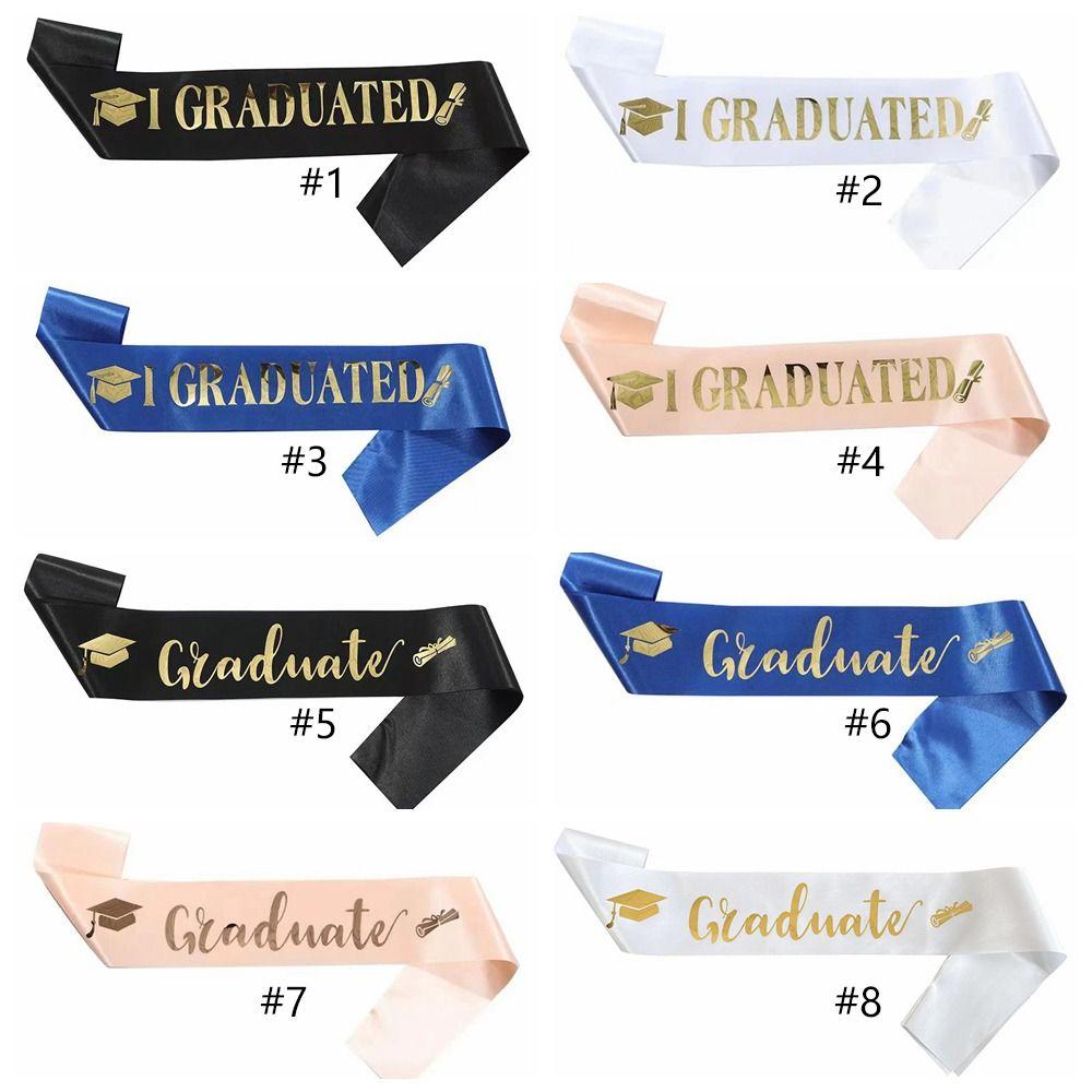 5pcs Satin Graduation Sash Belts Adjustable Bachelor Sash Congratulations Straps Photo Booth