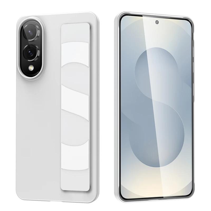 Силиконовый Эластичный Браслет Чехол-Хват Для Samsung Galaxy S25 Edge S24 S23 Ultra Plus Ультратонкий Матовый Жесткий Поликарбонатный Ударопрочный Чехол