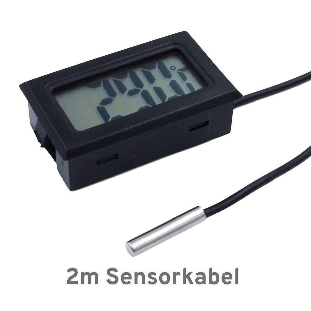 Mini Thermometer Temperature Display Digital W/ Probe 1m To 5m Black Cable