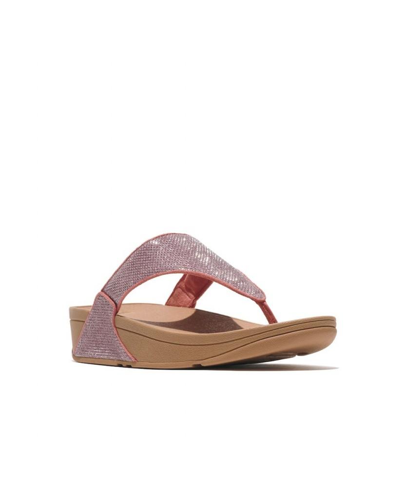 Женские шлепанцы Fitflop Lulu Shimmerglise с ремешком между пальцами - Desert Blush (Ft64K2T177)