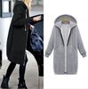 Women Solid Color Side Pockets Jacket Hoodie Long Sleeve Zipper Closure Drawstring Hooded Sweatshirt Ladies Clothing