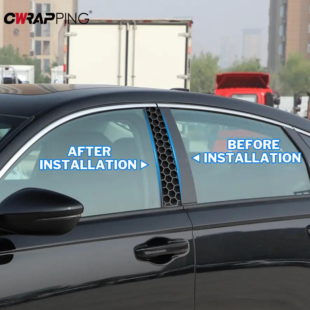 Сотовая наклейка на автомобиль Водонепроницаемая Устойчивая к царапинам Накладка на центральную стойку B Самоклеящаяся виниловая Защита экстерьера автомобиля