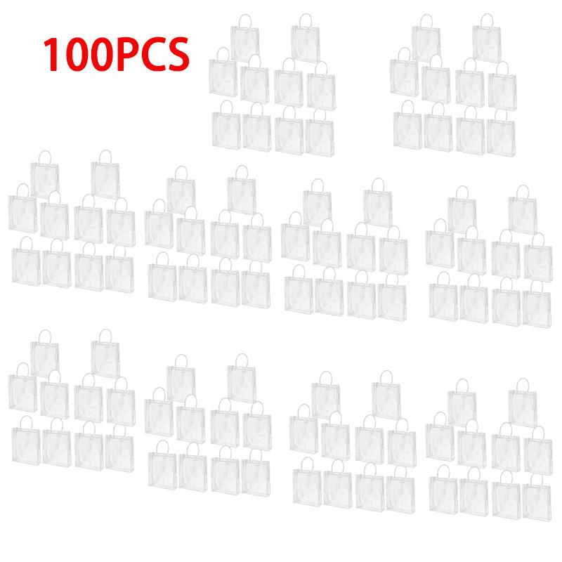 100 ШТ. Многоразовая прозрачная ПВХ пластиковая сумка-тоут с прозрачной ручкой. Красивая подарочная сумка для свадебной вечеринки, дня рождения, упаковочные пакеты.