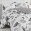 Parure de lit - 1 housse de couette 220 x 240 cm + 2 taies d'oreiller 60 x 60 cm - 100% coton renforcé - Gris