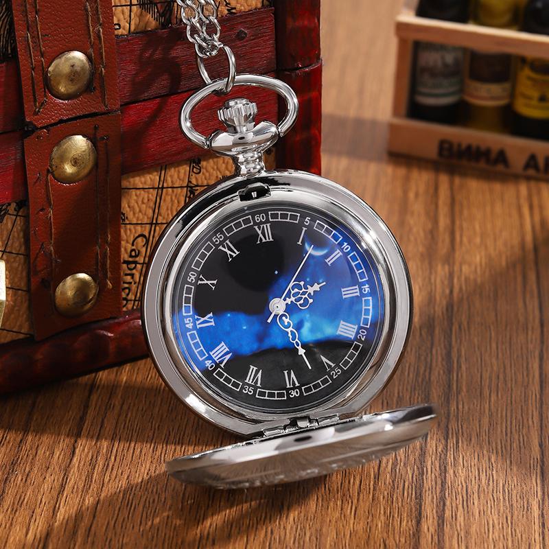 2 шт./набор, 1 шт. мужские ретро-модные кварцевые карманные часы и 1 шт. классическое серебристое ожерелье с крестом, подарок на День отца, идеальный выбор для подарков