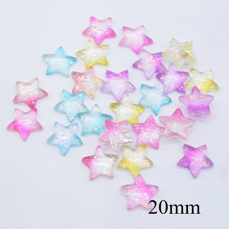 10Pcs 20mm Bling Star Patches Accessories Flatback 3D Resin Stone Button Appliques Scrapbooking