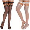 Женские кружевные чулки, нижнее белье, бедра, выше колена, нейлоновые чулки с бабочкой, прозрачные черные женские сетчатые носки