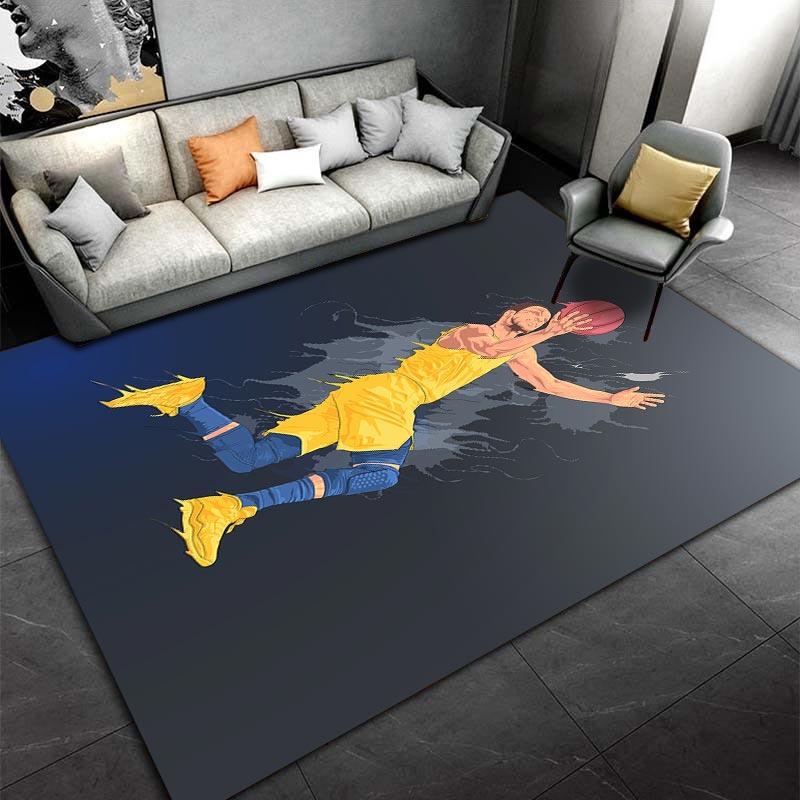 "Basketball Player Graphic Carpet with Blue and Yellow Design" Suitable for use as an anti-slip for living room bedroom sofas