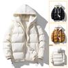 Men's Autumn and Winter Padded and Thickened Solid-coloured Jacket Loose Casual Warm Hooded Zip Outerwear