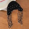 Summer Ethnic Style Knitted Hat with Hollow Pearl Tassel Pendant - Retro Face-Showing Design for Women
