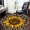 1pc Sunflower Print Chair Carpet for Office, Round Non-Slip Durable Large Size Office Carpet, Suitable for Office, Beautiful Decoration