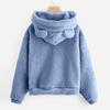 Women's Cute Bear Ears Plush Long Sleeve Hooded Sweatshirt Pullover Hoodies