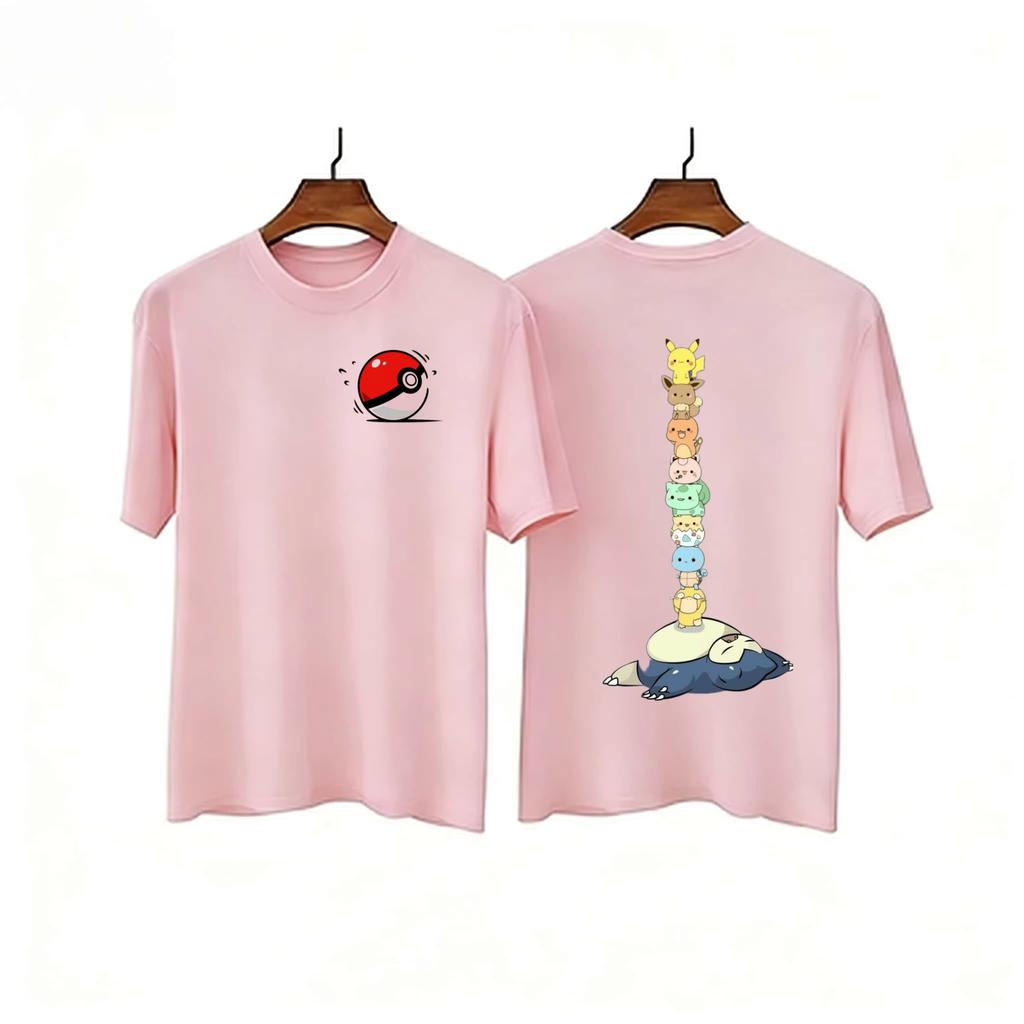Summer New Pok É Mon All Staff Cartoon Pure Cotton Adult_children Loose Cotton Y2K Clothing Graphic Cotton Oversized Unisex Streetwear Trendy Cotton