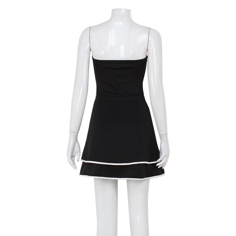 Женское летнее модное темпераментное короткое платье без рукавов с бантом и бретелькой через шею