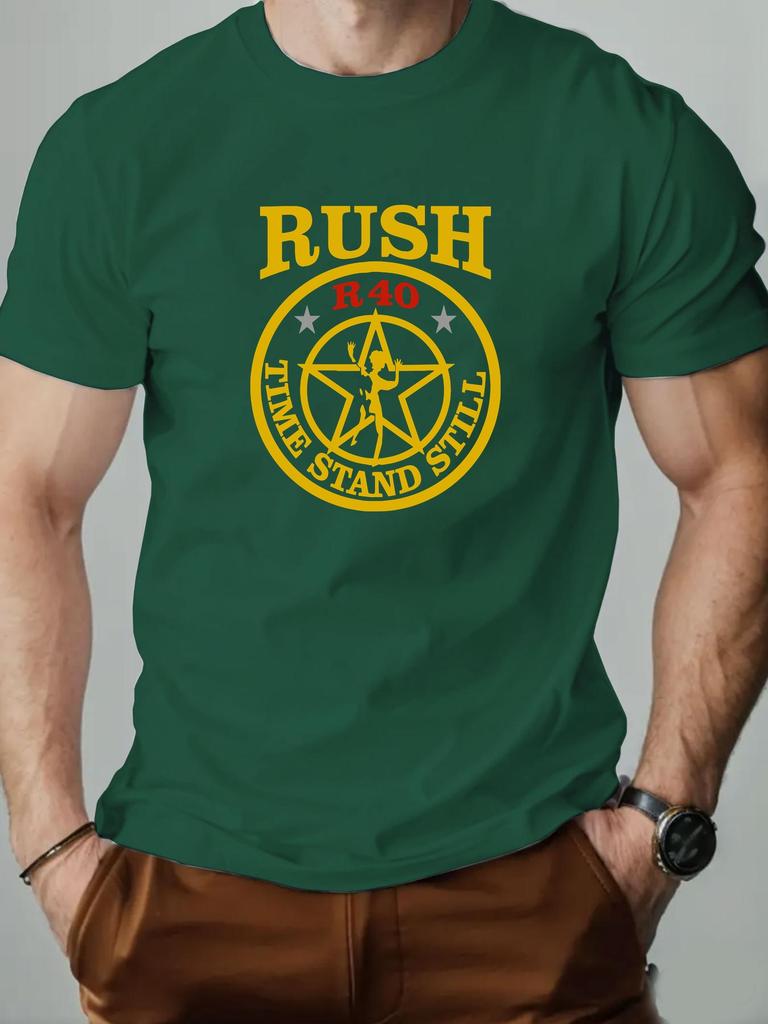 Mens Cotton TShirt RUSH Band R40 Summer Round Neck Short Sleeve Graphic Breathable Fashion Casual TShirt